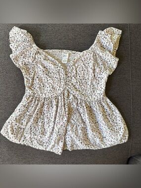 Japna Cottagecore Babydoll Smocked Top Short Sleeve Coquette Floral S